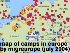 map of camps in europe (july 2004) by migeurope